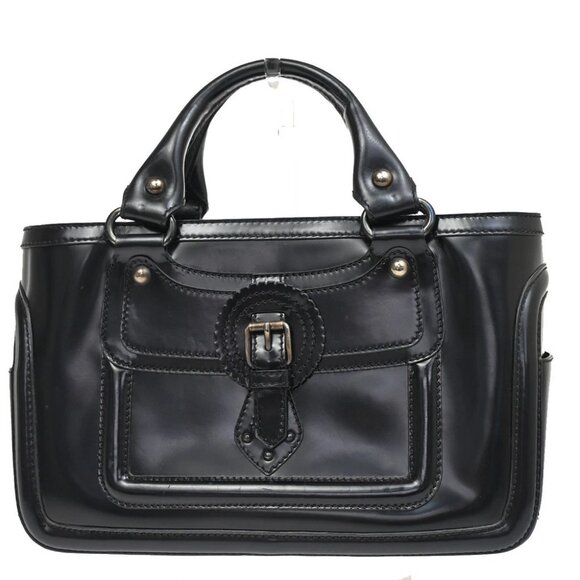 CELINE Logo Boogie Tote Hand Bag Leather Black SHW Italy 38KP038 - Picture 1 of 16